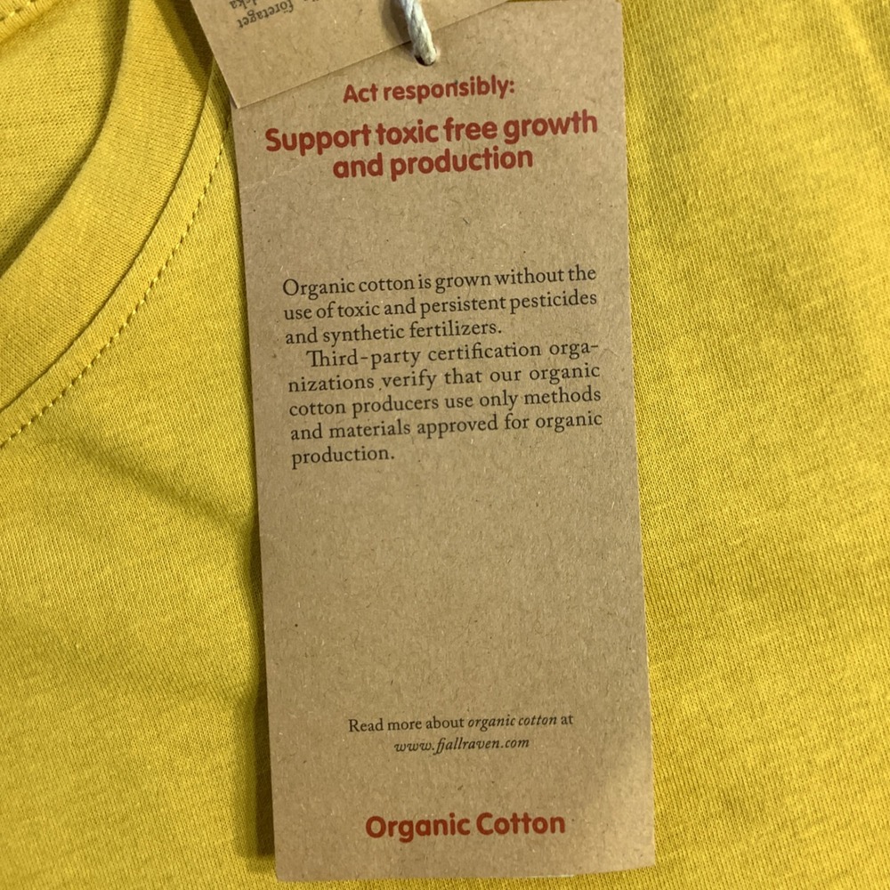 Fjallraven Mens Logo T-Shirt Ochre Yellow Organic Cotton Graphic Tee Size S NWT - Picture 8 of 14